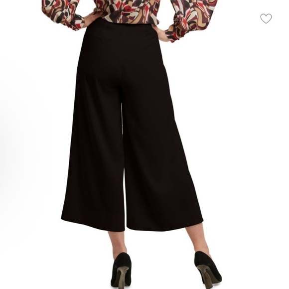 H by Halston Dress Pants Crop wide leg Black High rise Gold buttons Military XS - Picture 2 of 12